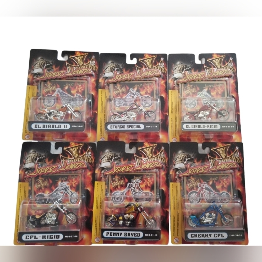 Lot of 6,2004 Jesse James West Coast 1:31 Scale Choppers( Motorbikes) In Package
